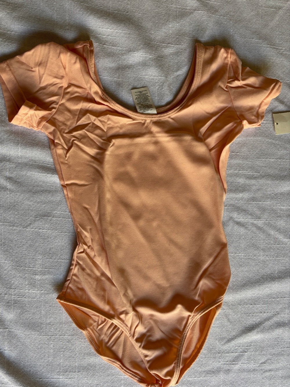 Danskin Peach Short-Sleeve One-Piece Leotard ~ Child’s Medium NEW